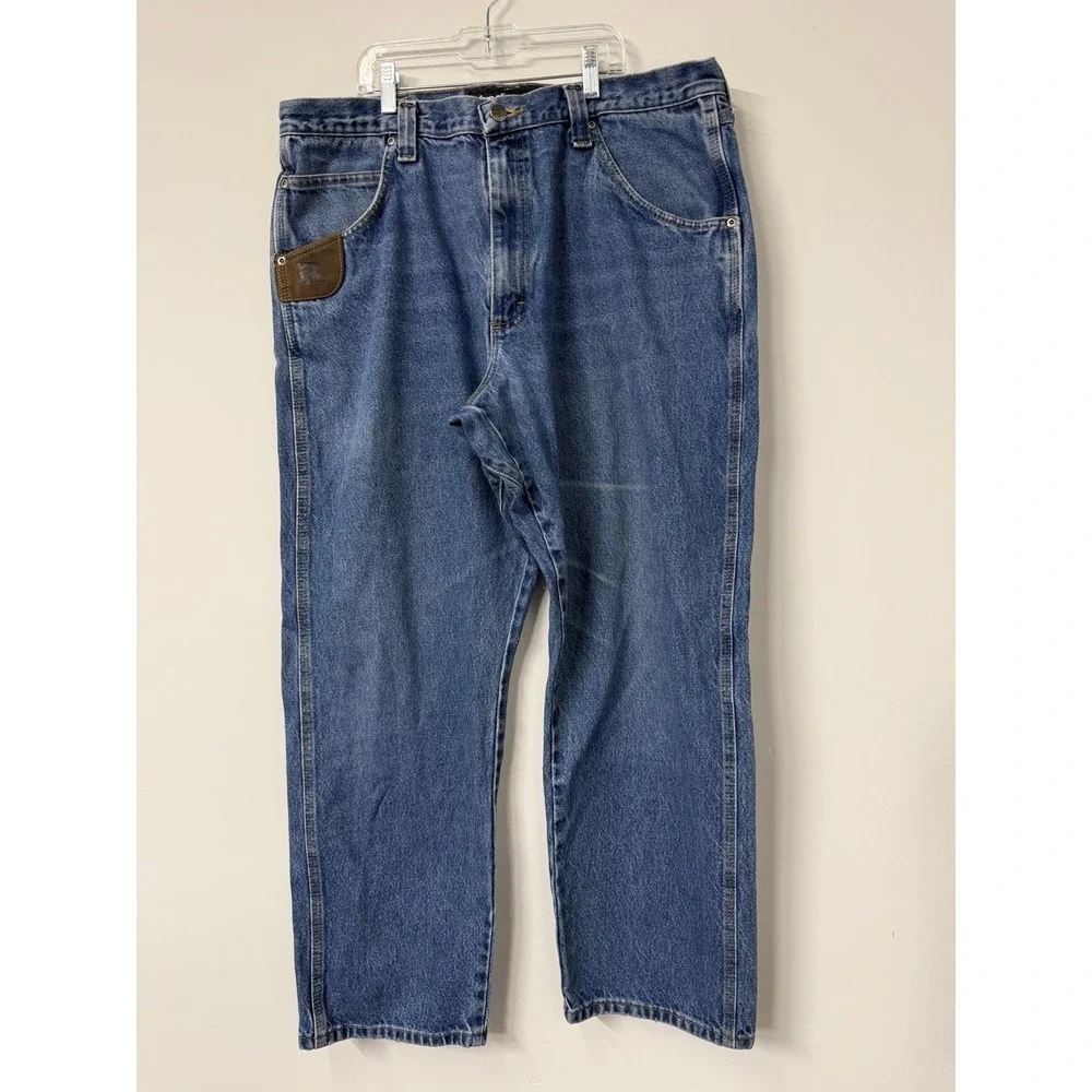 Wrangler Riggs Blue Jeans Men's‎ 38x30 Med Wash Denim Workwear 3W050AI Carpenter